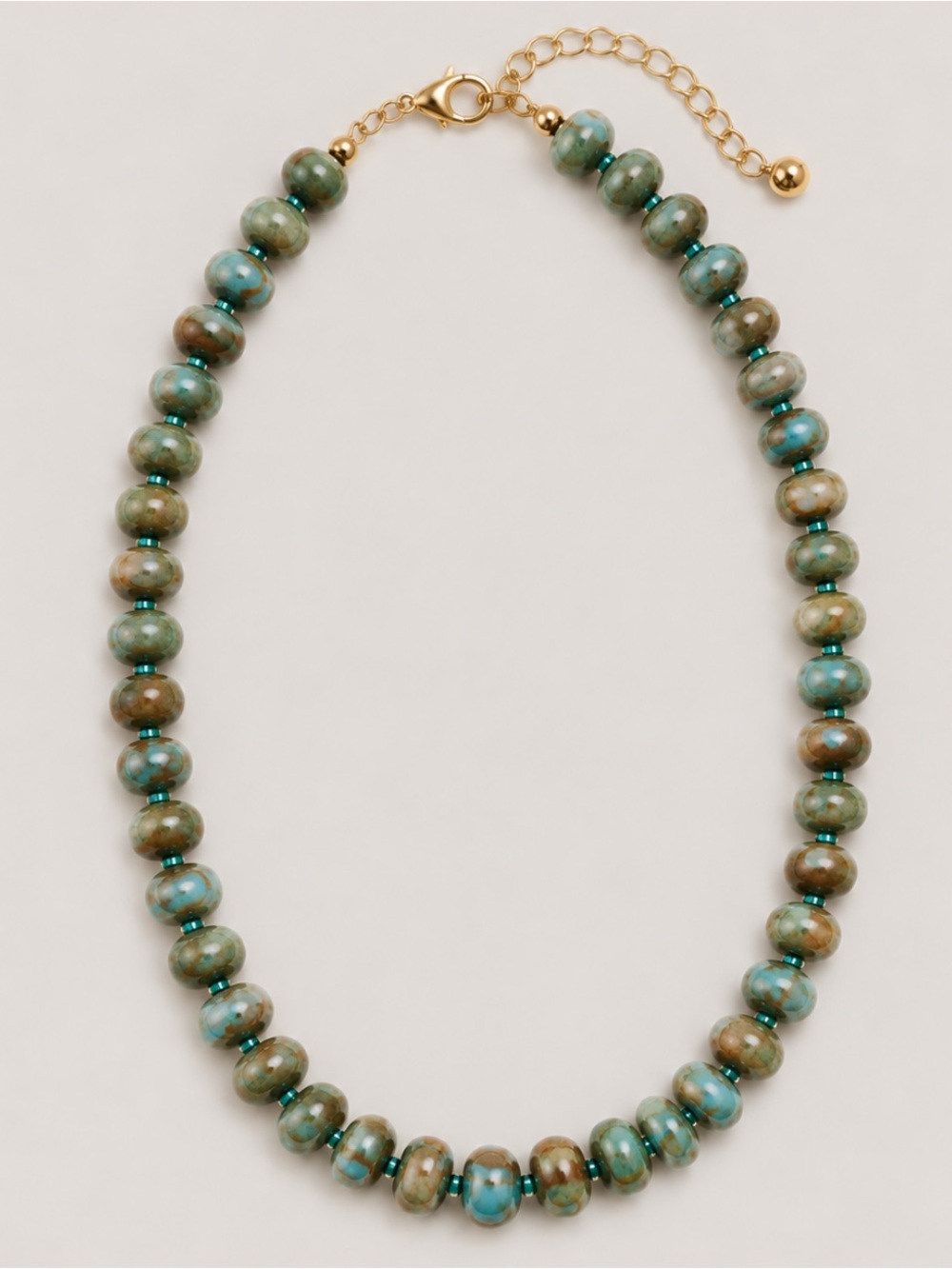 New! Turquoise Brown Mixed Beaded Necklace NWOT